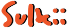Logo with the word 'Sulkii' in orange on a black background