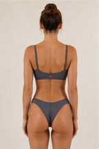 Sulkii Cam Bra Grey shown from the back with matching Cam Bottoms.